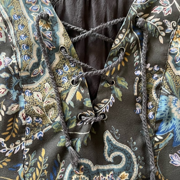 Free People small paisley pocket above knee flowy lace mini dress long sleeve - Picture 4 of 12